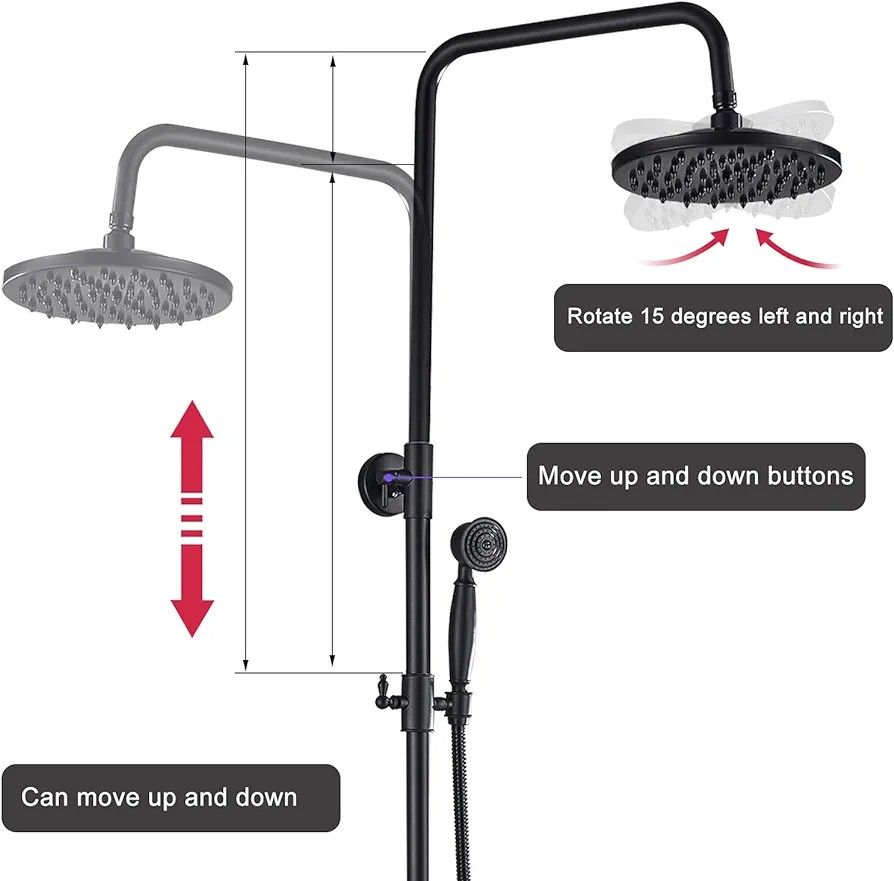 Onyzpily Shower Mixer taps Black Bathroom Shower tap System Rainfall Shower Head Handheld Shower ...
