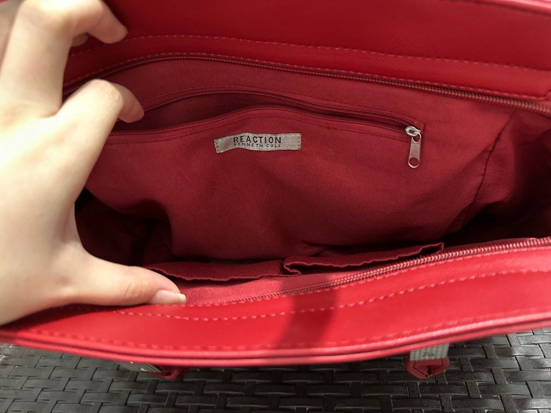 Original Kenneth Cole Reaction Red Bag Silver Buckle