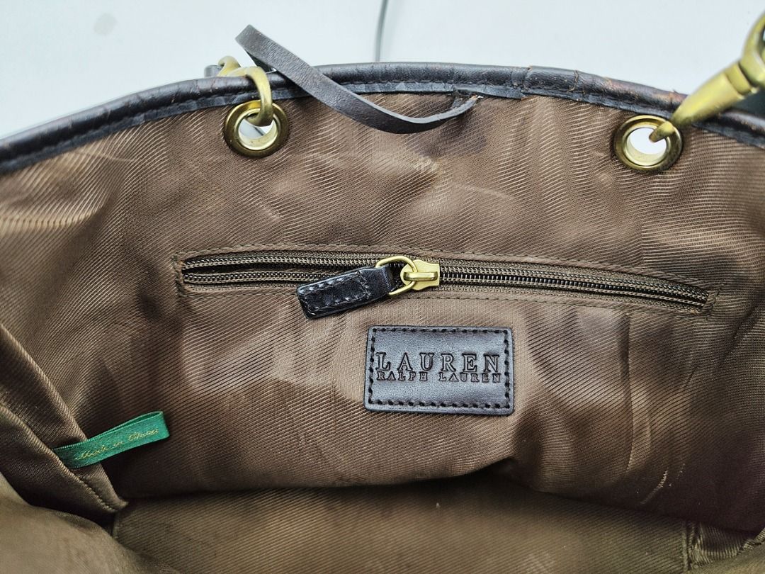 original RALPH LAUREN brown olive LRL hand bag