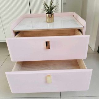 Pink Faux leather bed side end night table