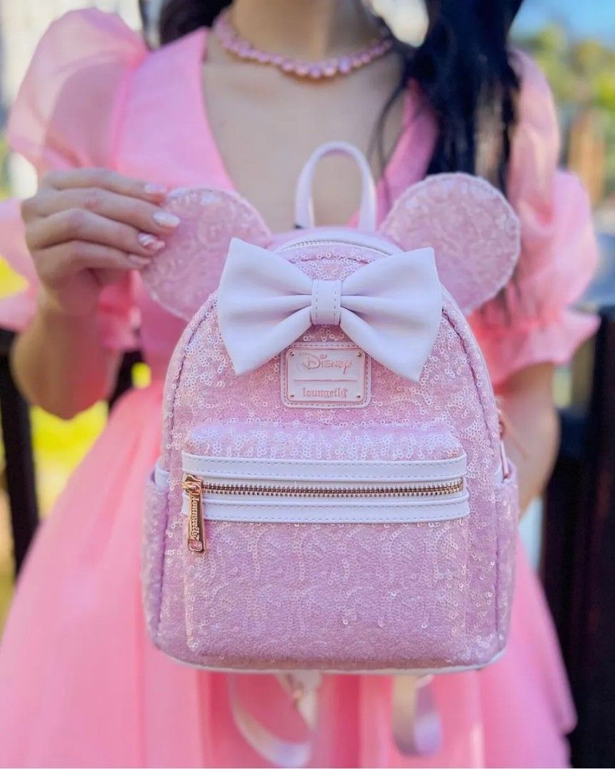 Pink sequin minnie mouse backpack deals
