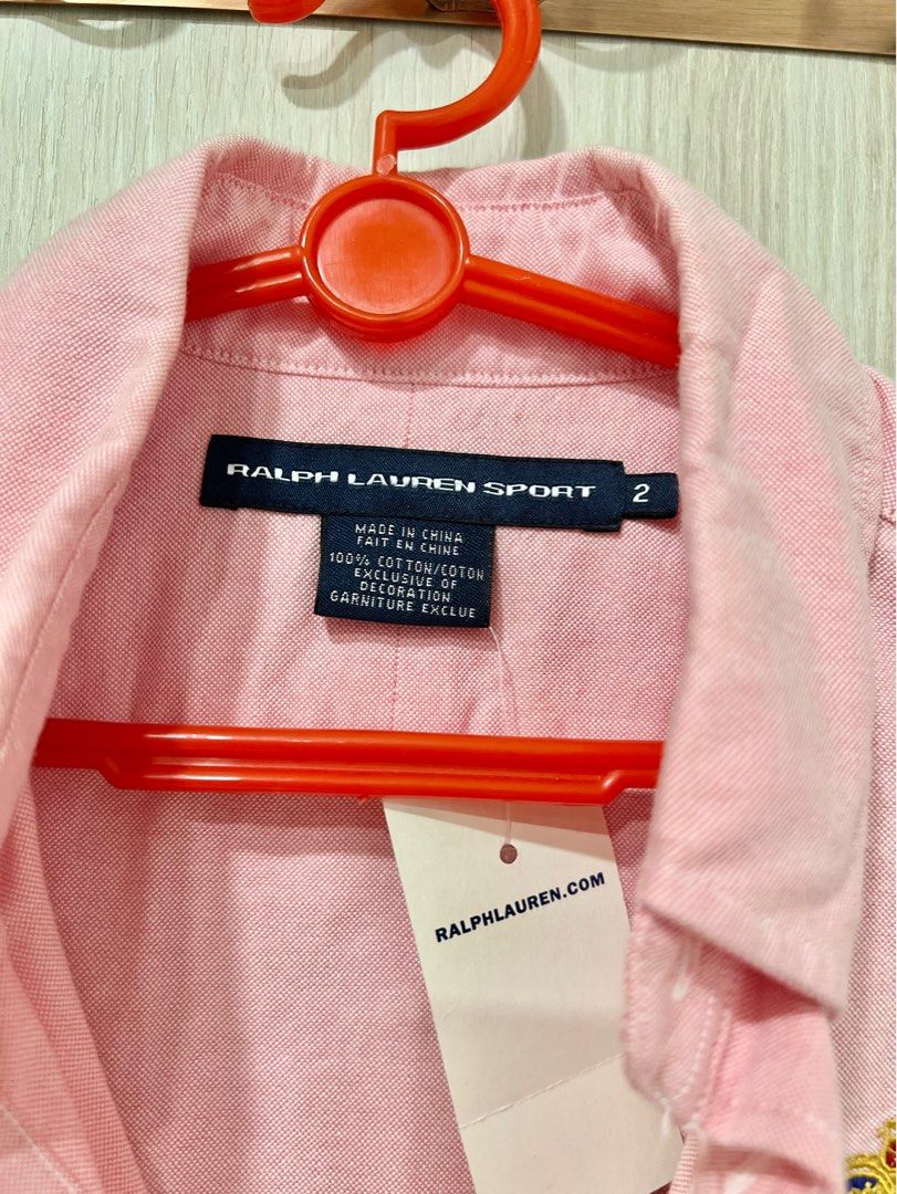 Polo Ralph Lauren sports Peach pink button down shirt OL logo classic work  casual thin jacket