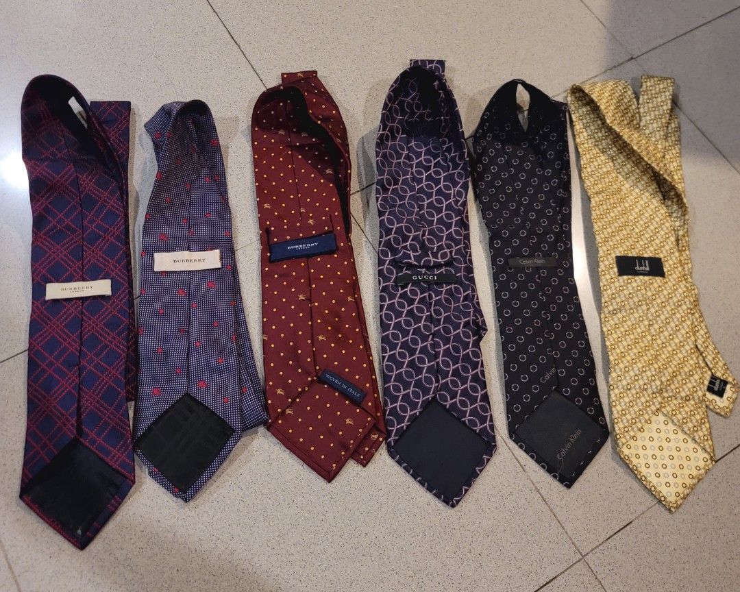 Pre-loved Luxury Neck ties from Japan. (Category: Ties) located in Taytay. Submitted by aimeecia28 (Listing ID 1272436393, Image 2). Description: Pre-loved Neck ties from Japan No issue 650 each or 3.5k for all Gucci Burberry Calvin Klein Dunhill pm for more details.