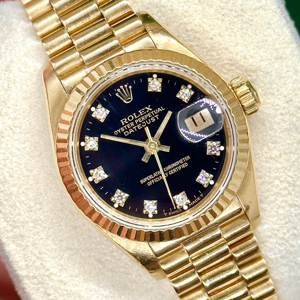 RARE Rolex Oyster Perpetual Datejust 26 69178 full gold black