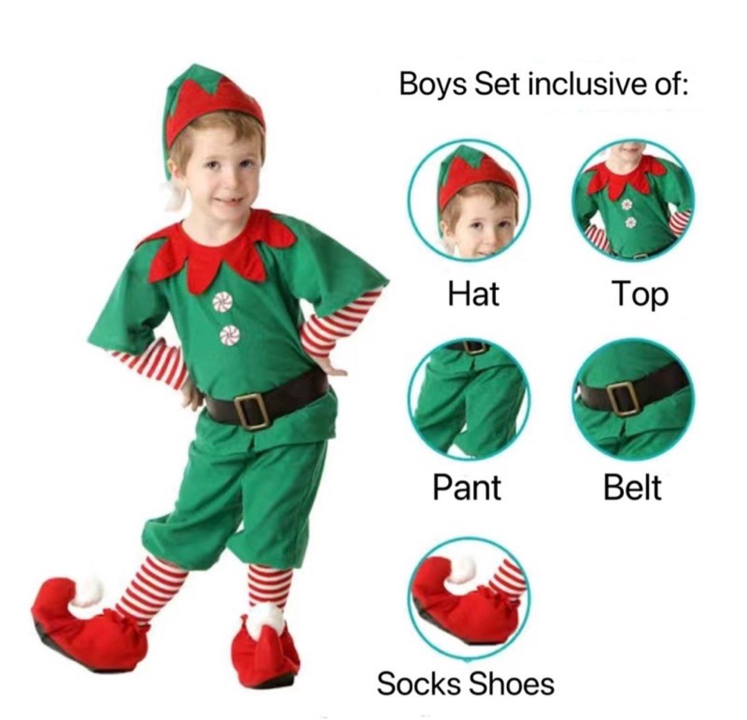 SG Ready Stocks Girl Boy Christmas Costume Elf set Babies Kids Babies Kids Fashion on Carousell