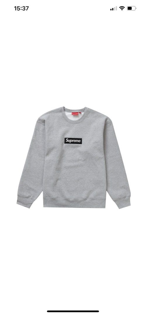 Grey box logo crewneck discount