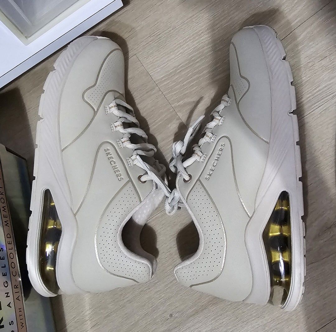 White and top gold skechers