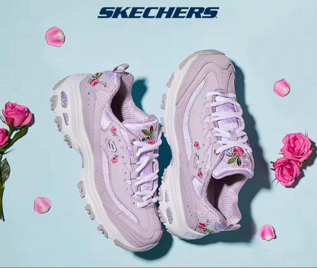sketchers purple flower sneakers, Women's Fashion, Footwear