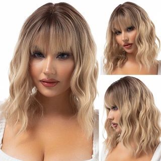 Synthetic Shoulder length fade to blonde wig