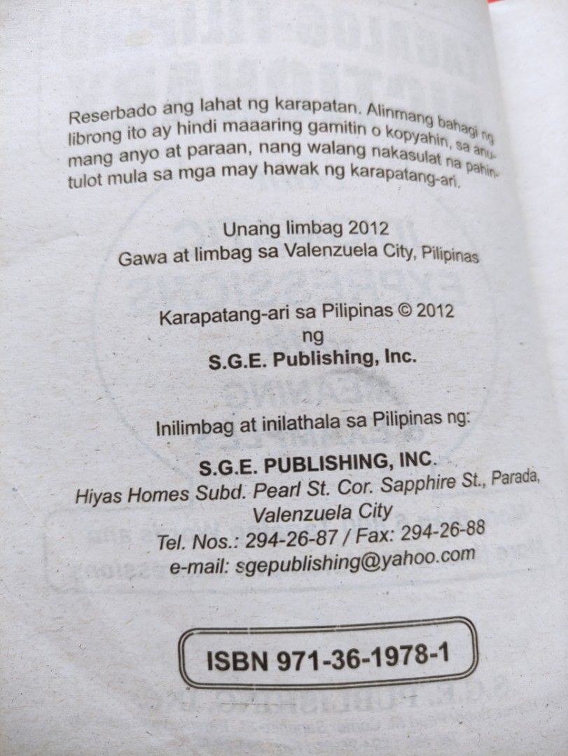 TagalogFilipino Dictionary and Idiomatic expressions with meaning and