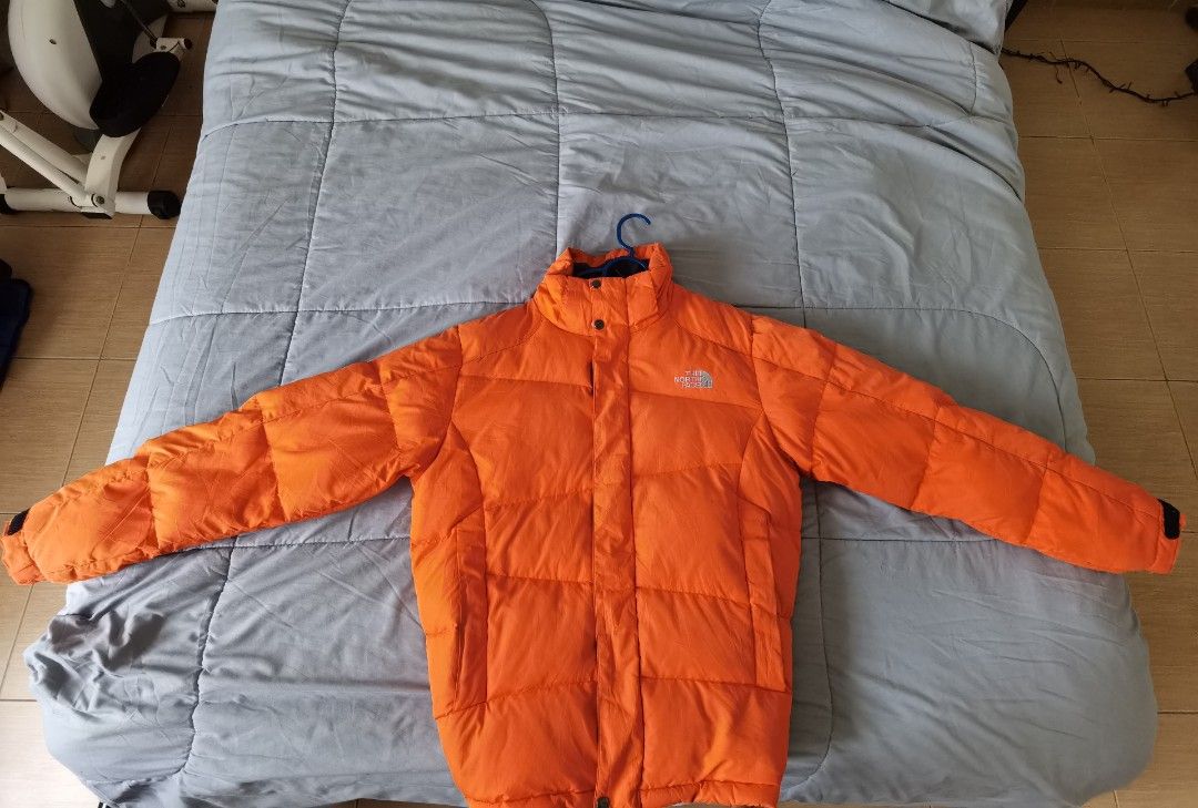 Orange north face top puffer