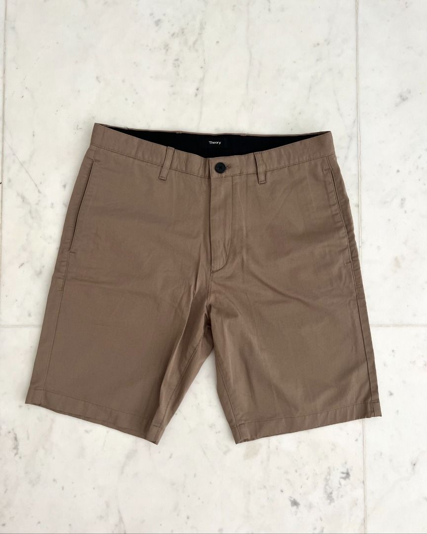 Theory Designer Zaine Twill Men s Khaki Beige Brown Shorts 31