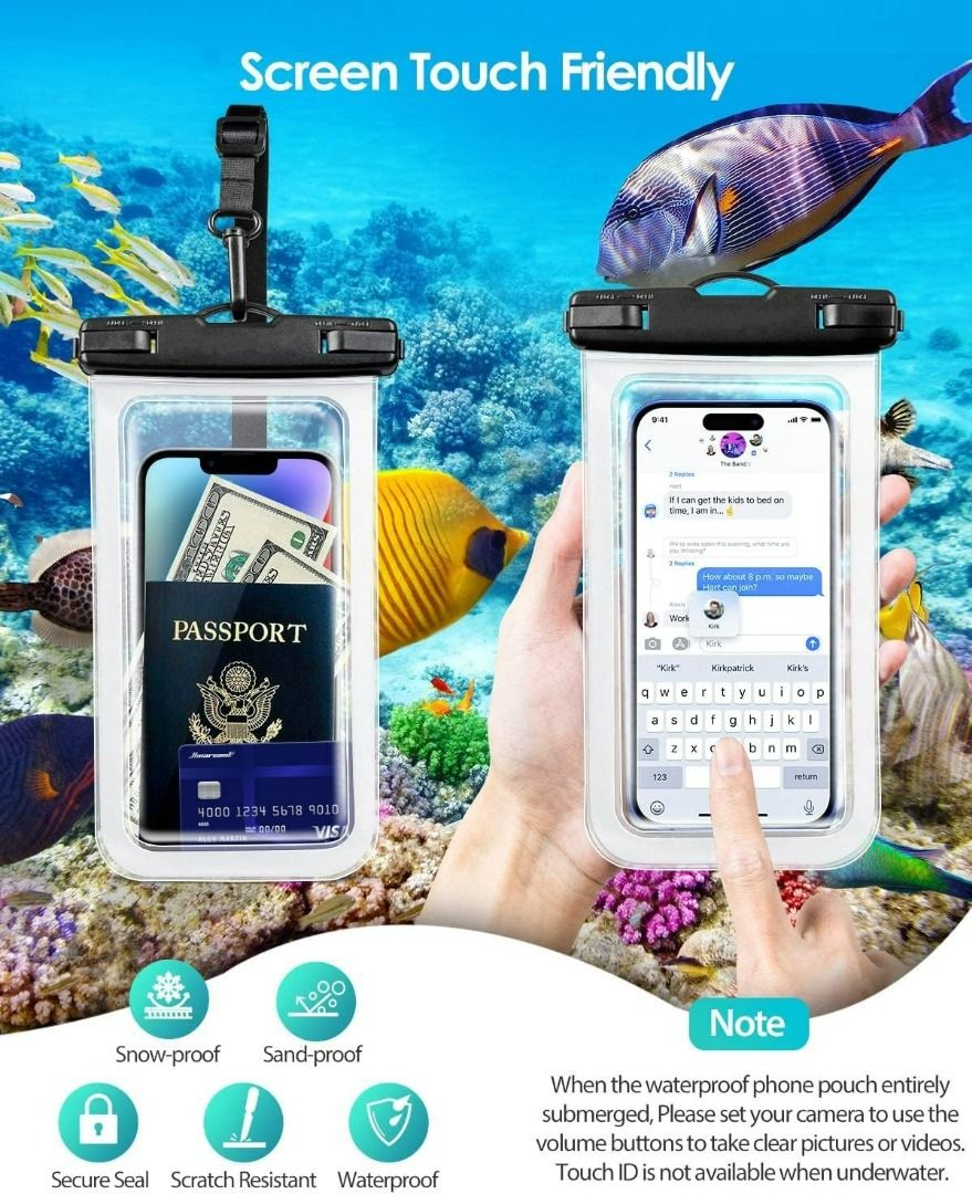 Waterproof phone store pouch for kayaking