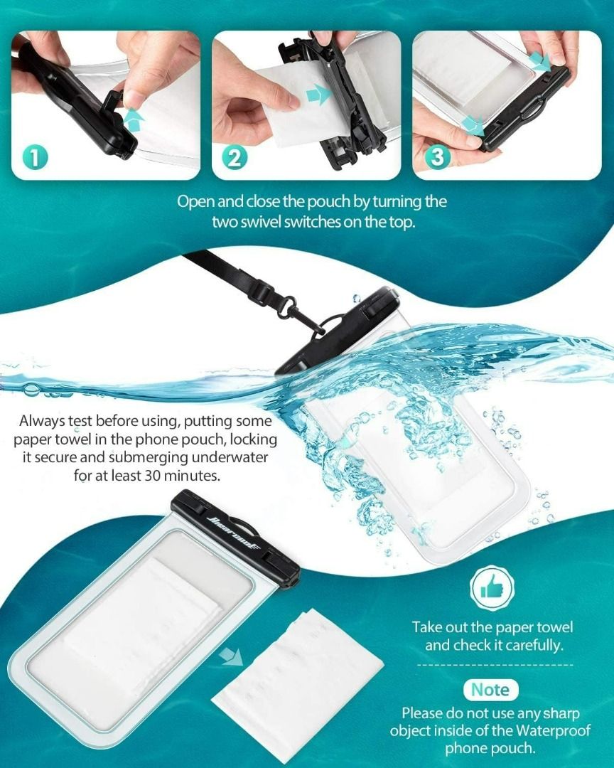Adiva Ultimate Waterproof Phone Pouch Beach Ready Bag for iPhone 15 14 13 12 Pro Max Up to 8.3 IPX8 Rated for Kayaking and Beach Adventures Mobile Phones Gadgets Mobile Gadget