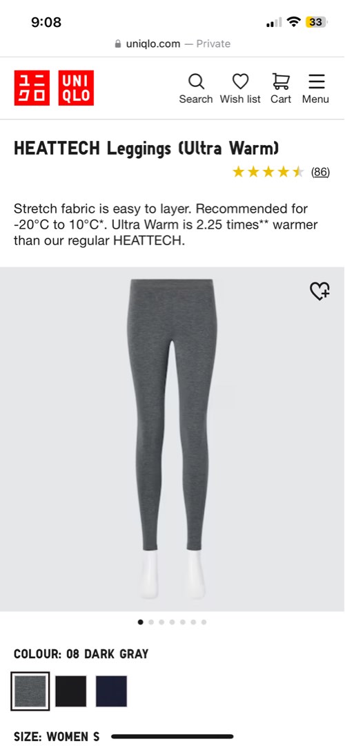 Uniqlo Ultra Warm Heattech Leggings L&XL, Women's Fashion, Bottoms