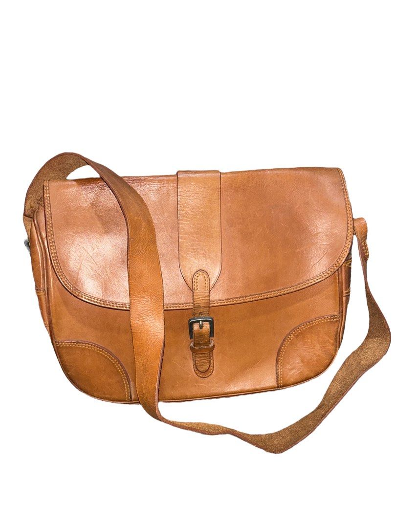 Vintage RRL Ralph Lauren Messenger Heavy Hard Leather Bag