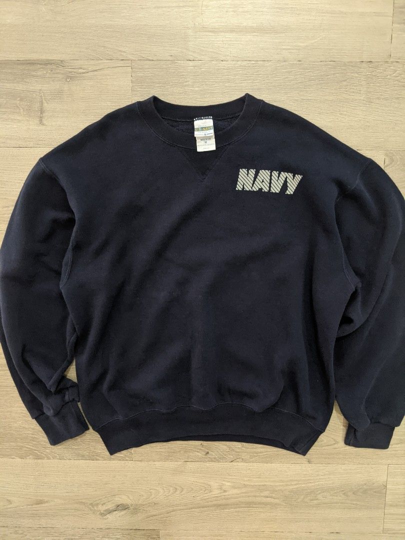 Vintage us navy sweatshirt logo reflec kain 50 50 Men s Fashion