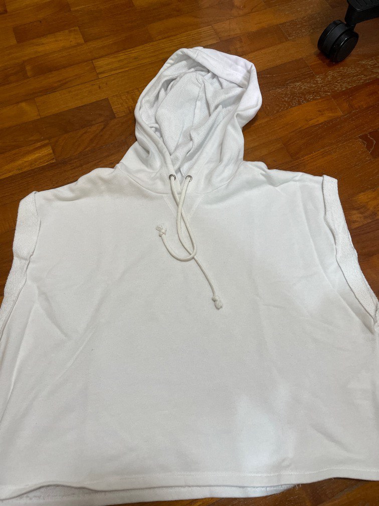 white sleeveless hooded top Women s Fashion Tops Sleeveless on