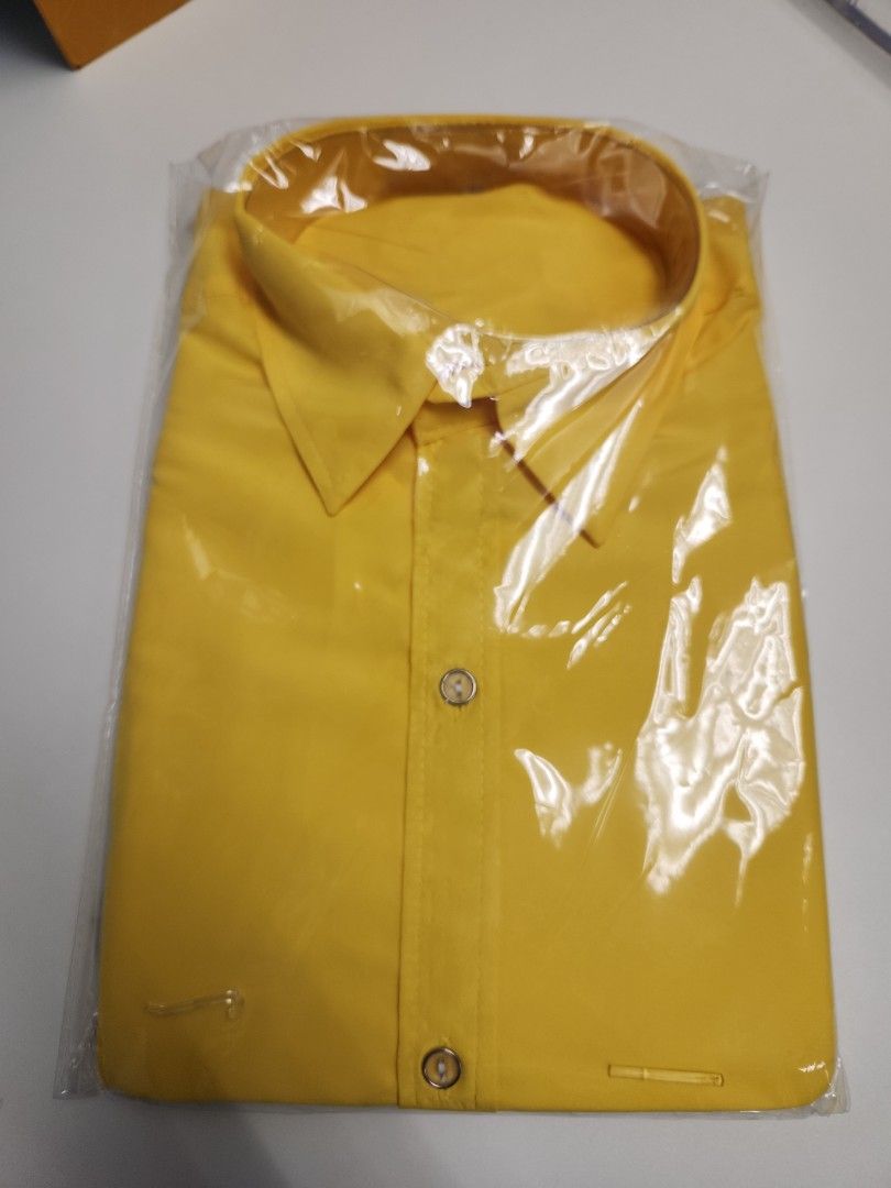 bright yellow button down shirt