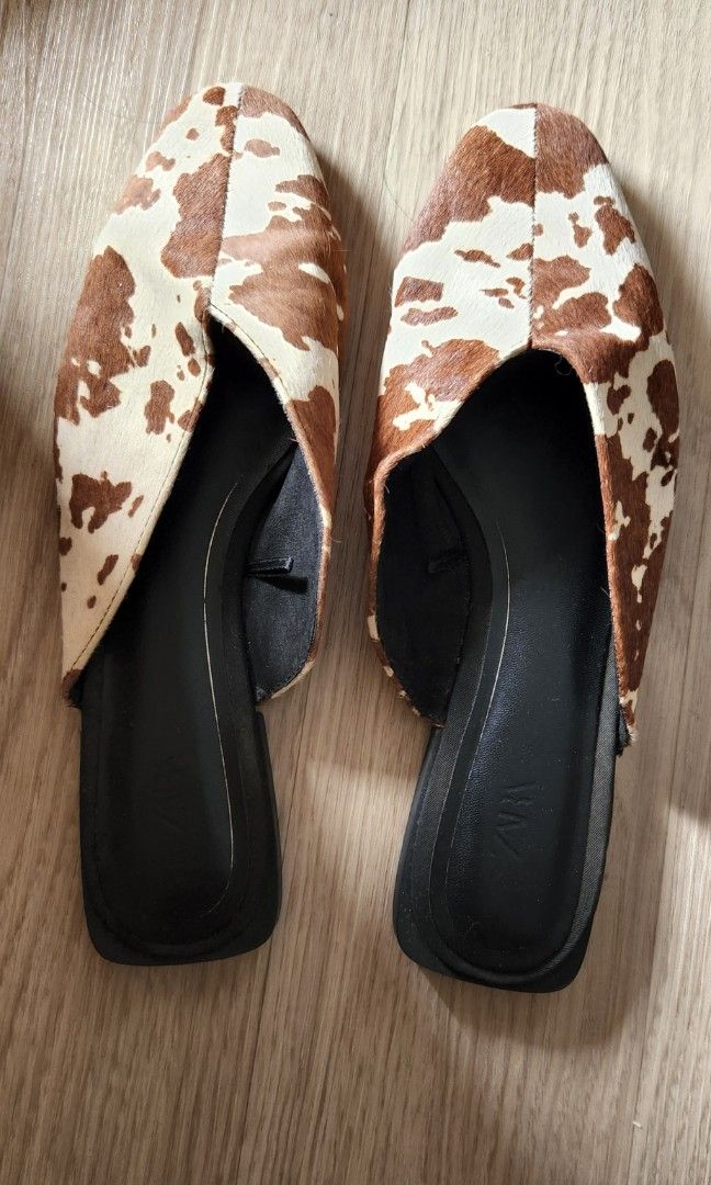 Zara cow print mules top