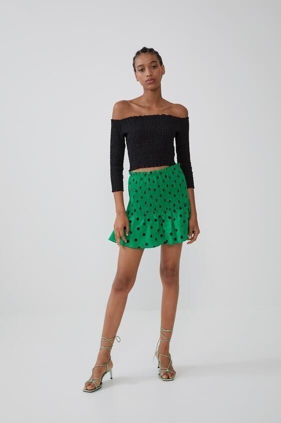 Polka dot mini skirt zara hotsell