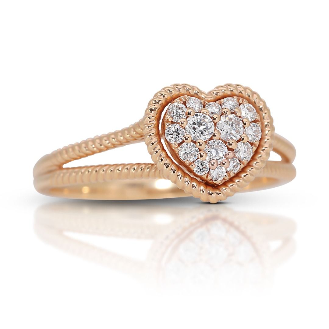 Gold heart shaped diamond ring best sale