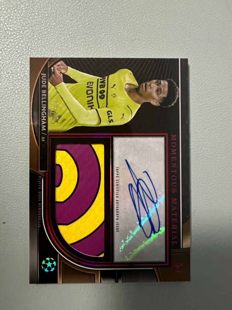 21-22 Topps Museum UEFA Champions Jude Bellingham Ruby Auto Patch /25  Dortmund