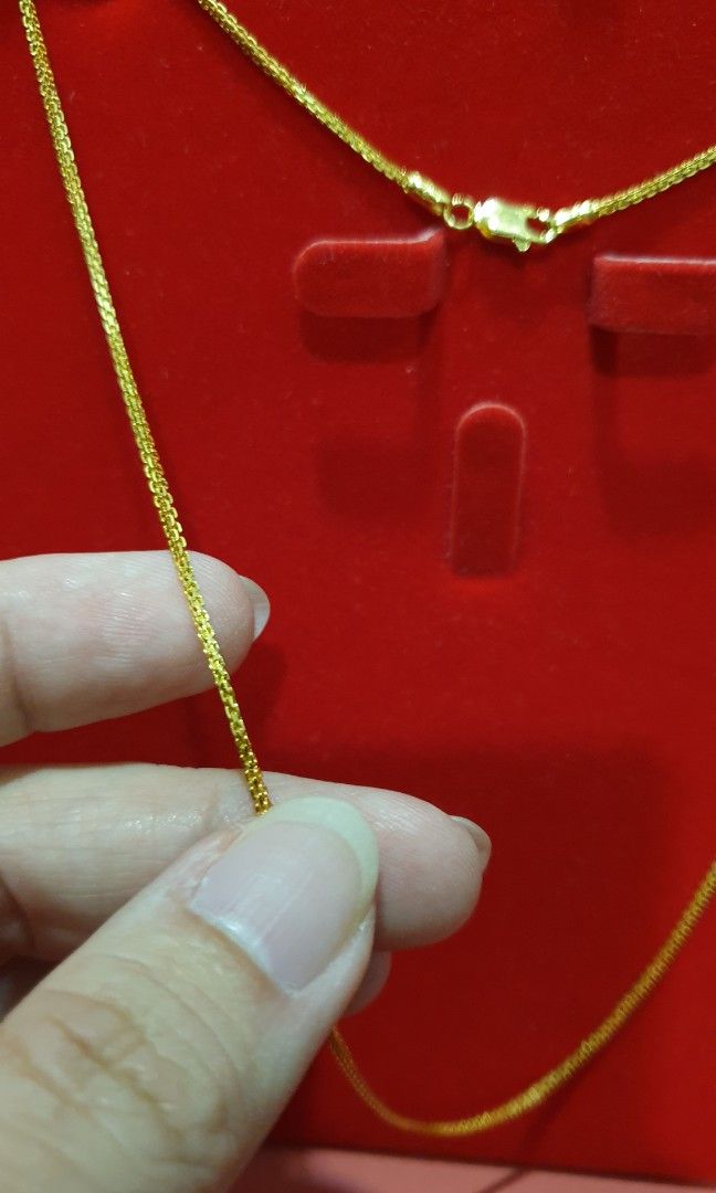 916 gold solid square short chain 19inch 50cm 6.97g Women s