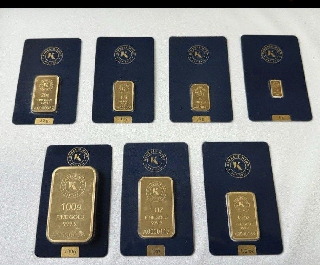限量優惠> Kinesis Mint 1金衡盎司9999金條(0.831兩) / 1 toz Kinesis Mint 9999 Gold Bar,  興趣及遊戲, 收藏品及紀念品, 錢幣- Carousell