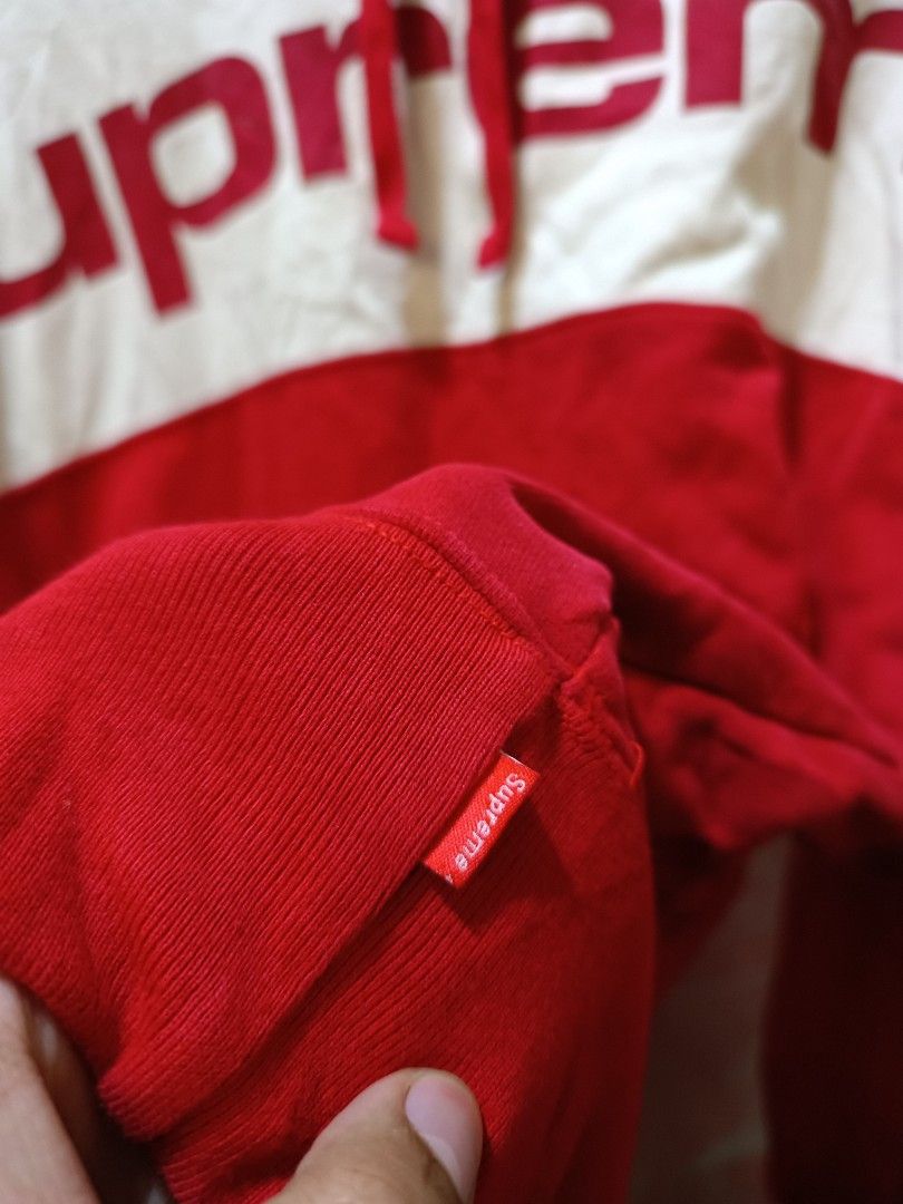 Supreme blocked hoodie red clearance