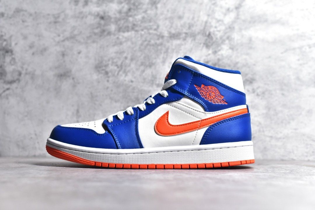 Air Jordan 1 MiD Blue Orange white shoes