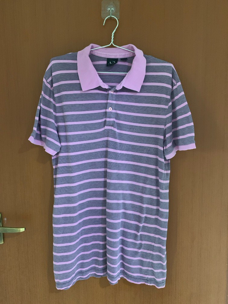 Armani exchange purple stripes polo M Men s Fashion Tops Sets