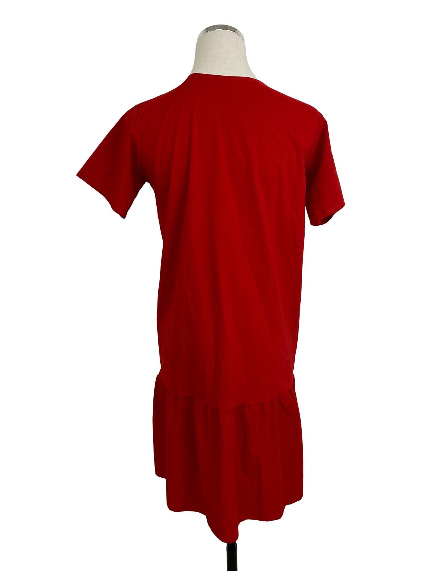 Long plain jersey dress - Cherry red