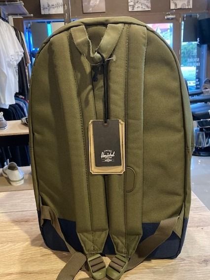 Authentic & Brand-new Herschel Backpack 20L (Category: Backpacks) located in Paranaque City. Submitted by vanitelab (Listing ID 1272514326, Image 2). Description: Authentic & Brand-new HERSCHEL BACKPACK 20L Product Description: Material: Poly fabric Color: Army Green Exterior: Top-zip, 1 zipped front-pocket Interior: laptop pocket for up tp 15" laptop, fully-lined with signature coated poly fabric, full grain leather zipper pulls, single front po