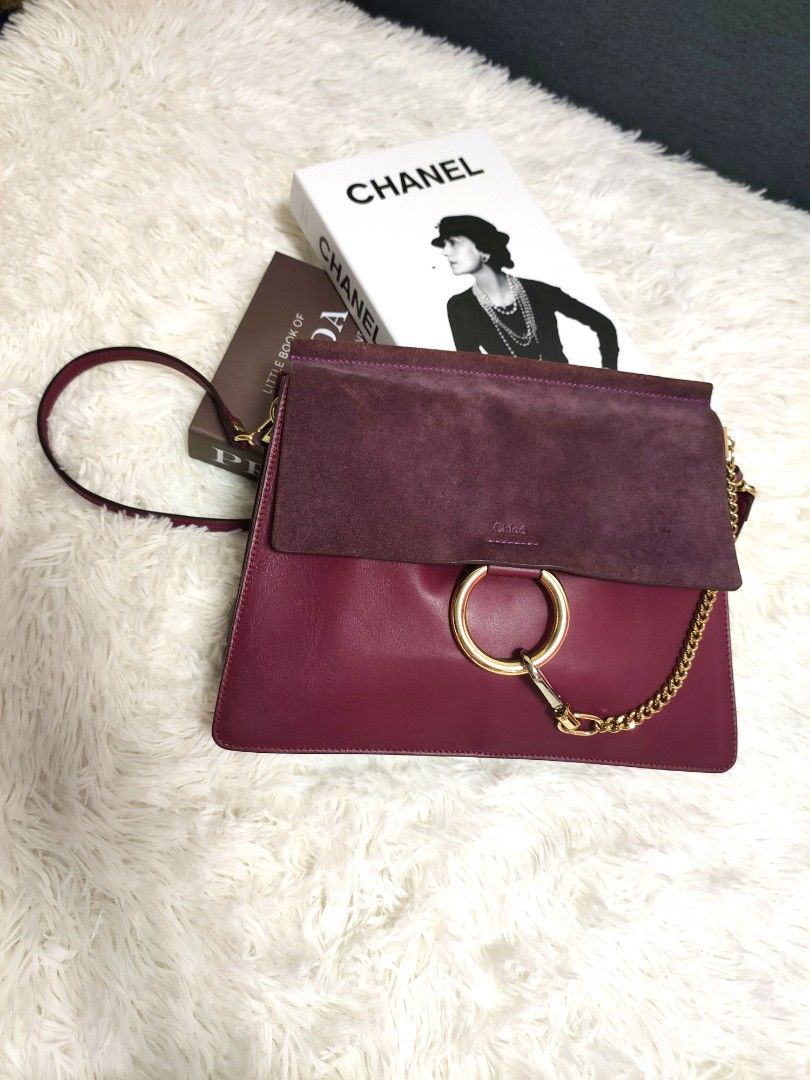 Chloe faye leather and suede clutch shop