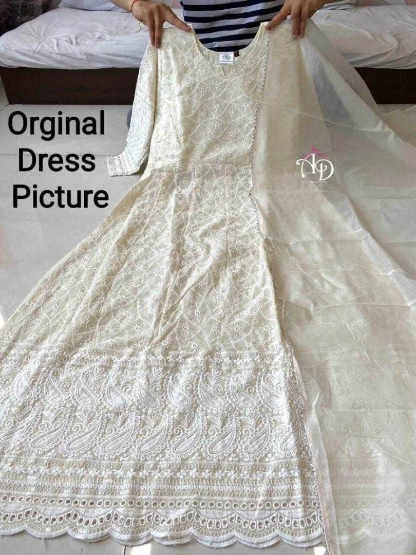 Chikan discount anarkali dress