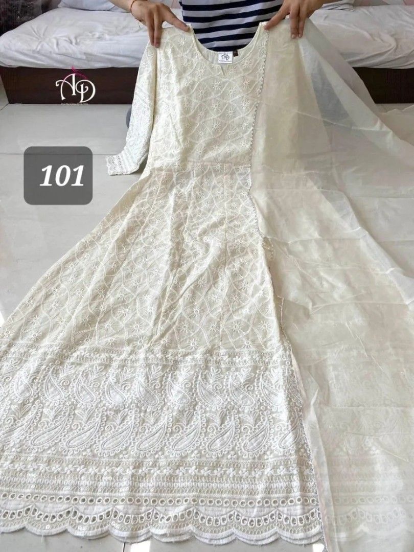 White lace on sale anarkali dress
