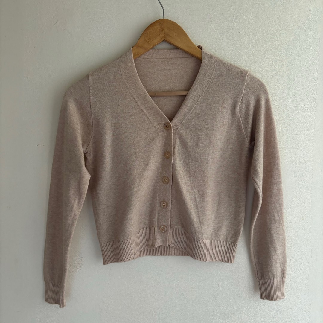 Beige Cardigan, Women's Fashion, Tops, Longsleeves on Carousell