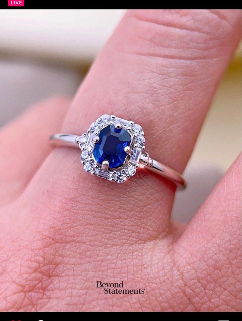 Beyond statement natural blue sapphire ring in white gold Women s