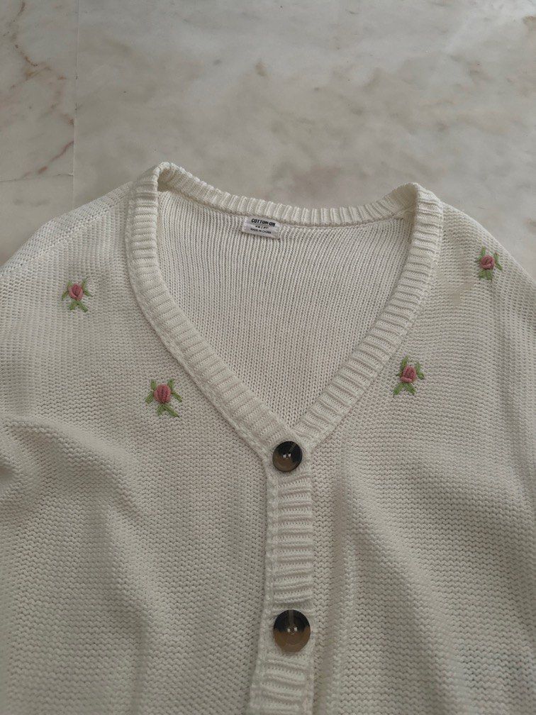 BN Cotton on white buttoned floral sweater