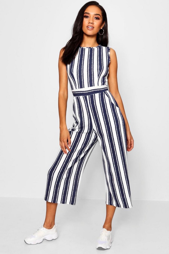 Striped petite jumpsuit store