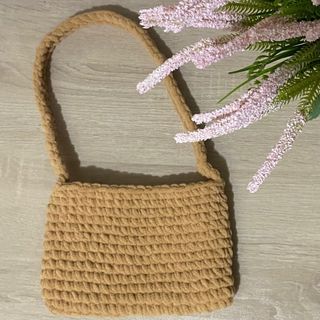 Brown Crochet Shoulder Bag