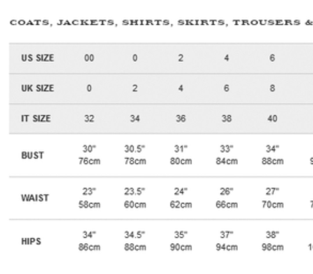 Burberry trench coat sales size chart