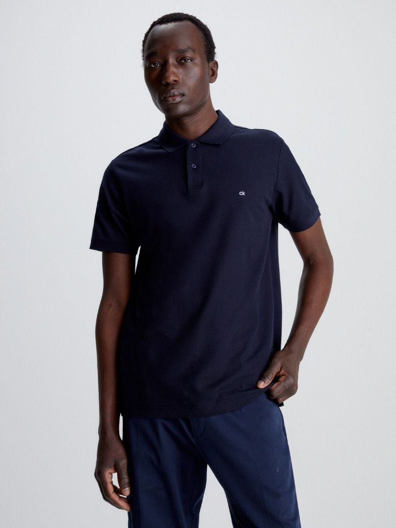 Calvin Klein Slim Pique Polo Shirt Navy Men s Fashion Tops