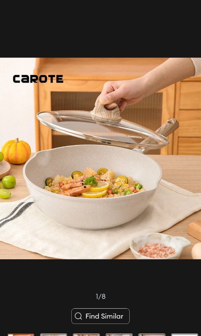 Carote Cosy Non Stick Cookware Frying Pan,Fry pan With Lid And Spout PFOA  Free Suits For All Stove Including Induction
