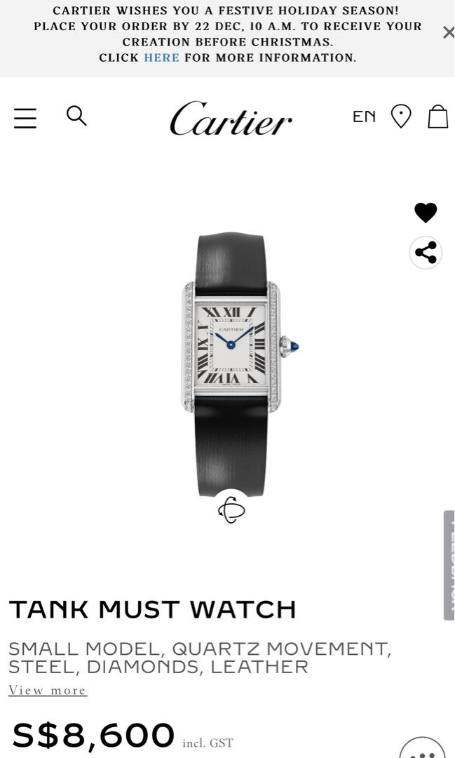 Cartier women's tank shop watch with diamonds