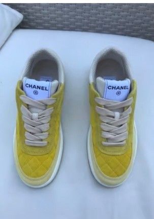 Yellow suede chanel sales sneakers