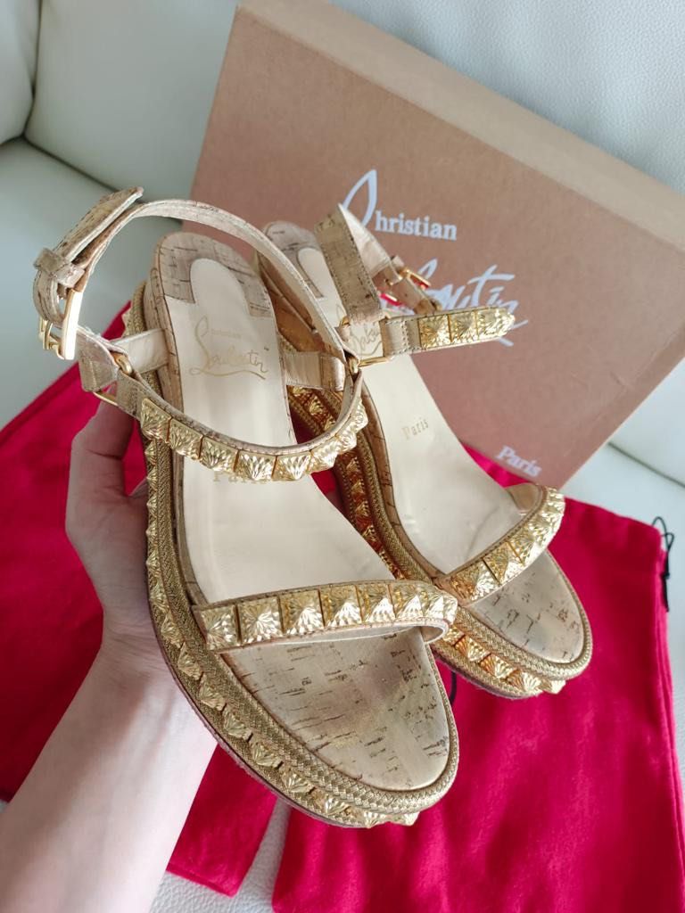Christian Louboutin Pyradiams 60 Liege Pepite Gold Size 35 insole 22cm