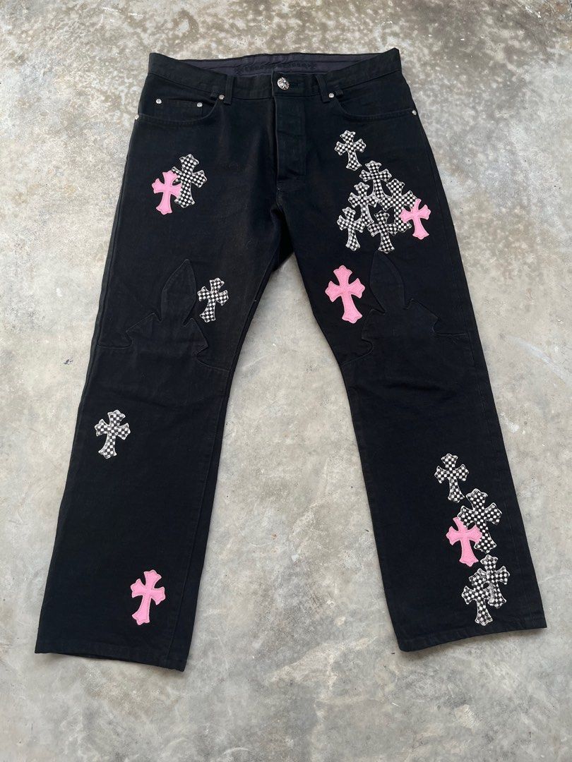 Jeans with checkered patches store