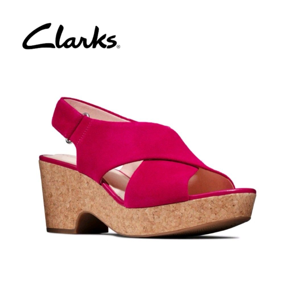 Clarks red sale wedges